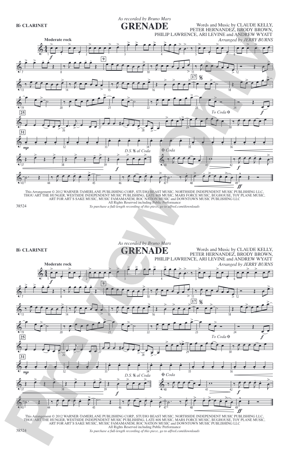 Grenade: 1st B-flat Clarinet