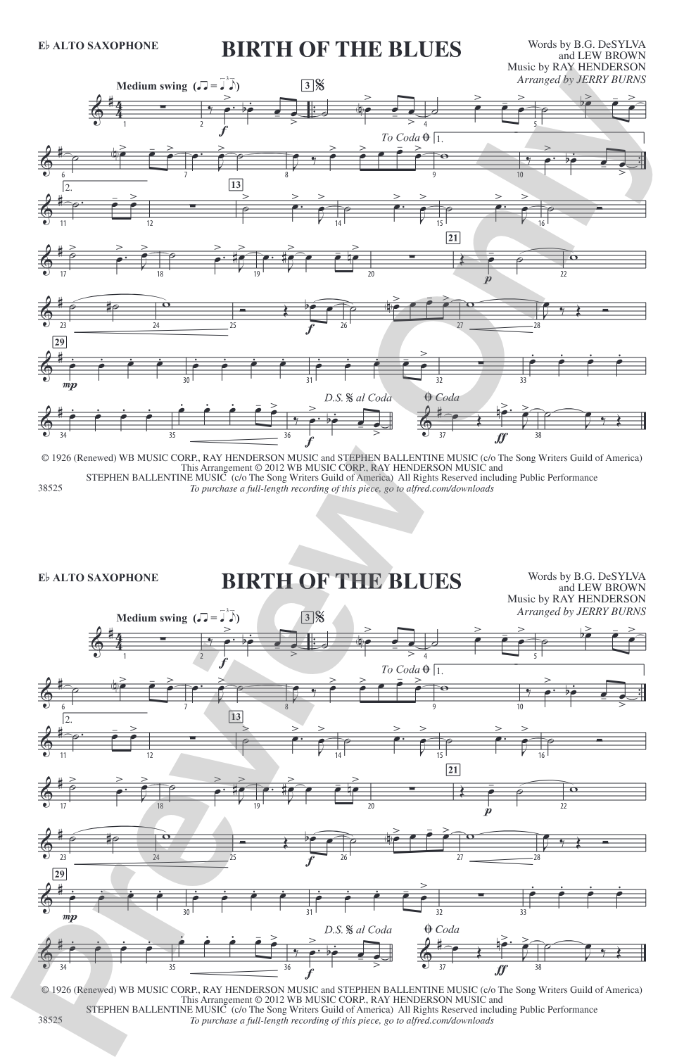 Birth of the Blues: E-flat Alto Saxophone