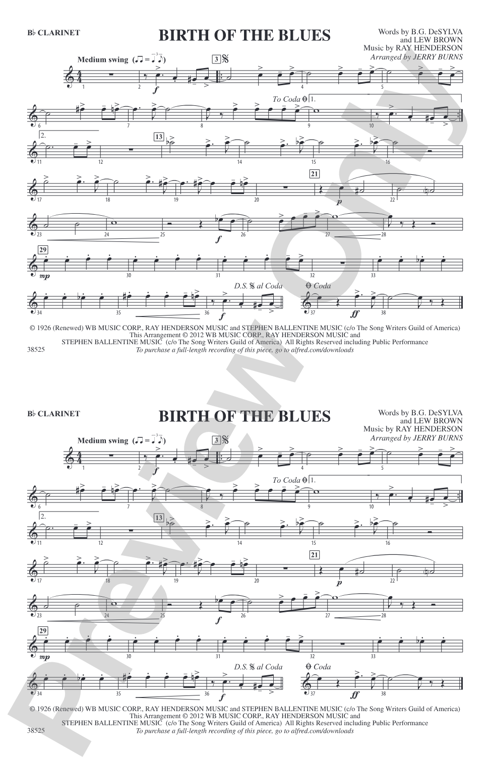 Birth of the Blues: 1st B-flat Clarinet