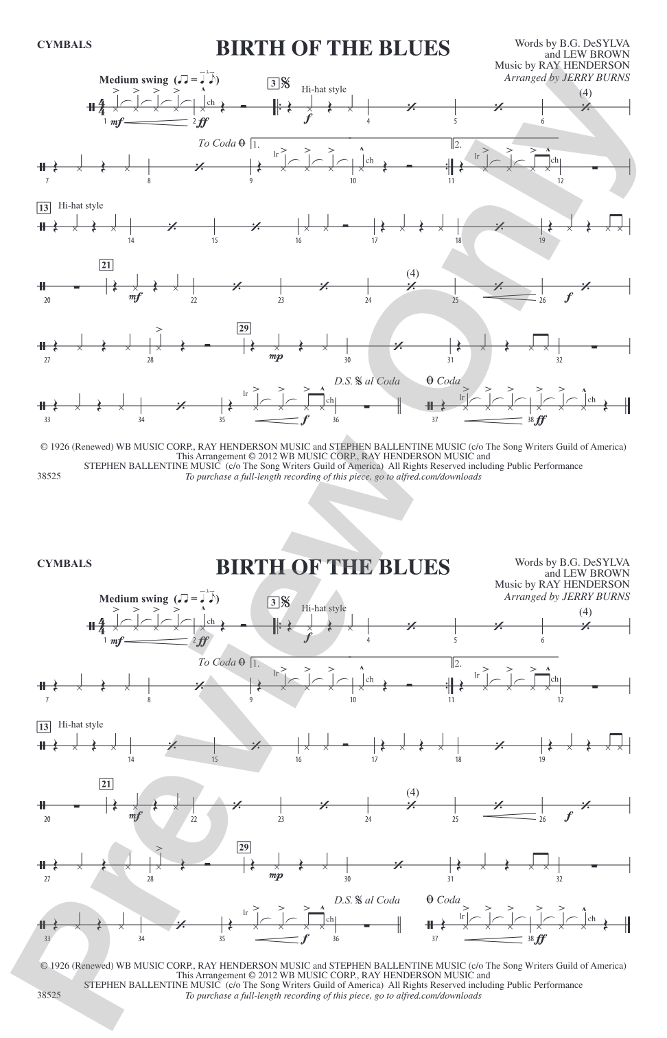 Birth of the Blues: Cymbals