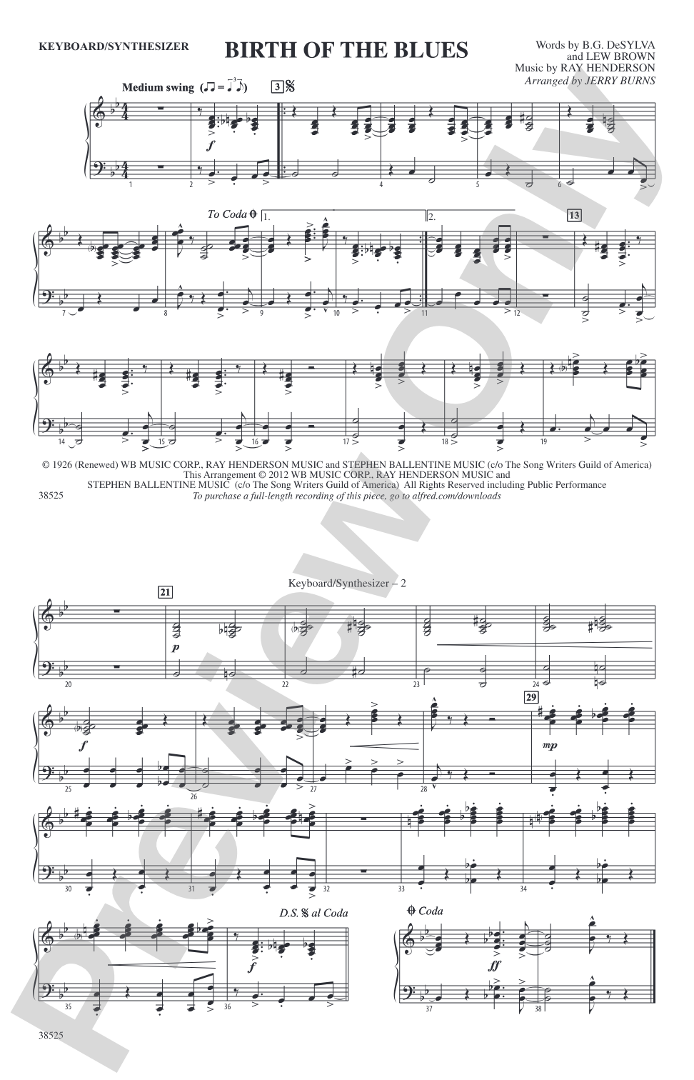 Birth of the Blues: Keyboard/Synthesizer
