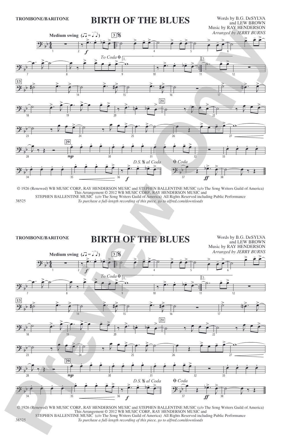 Birth of the Blues: 1st Trombone
