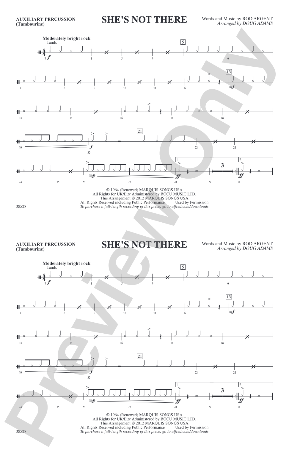 She's Not There: Auxiliary Percussion