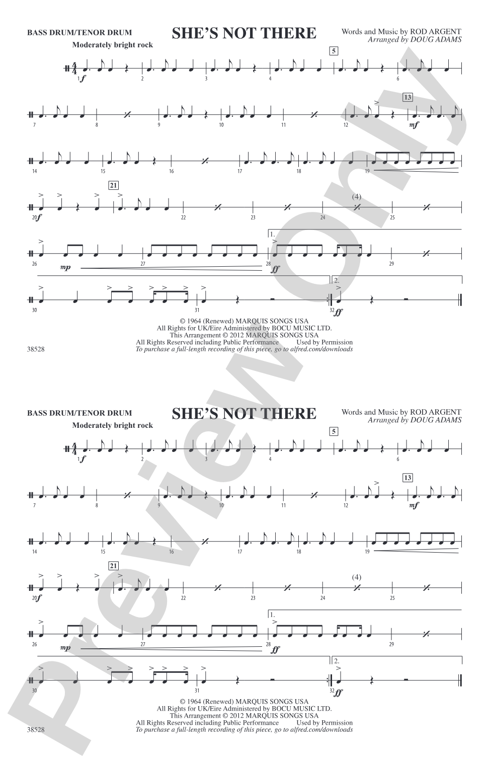 She's Not There: Bass Drum/Tenor Drum