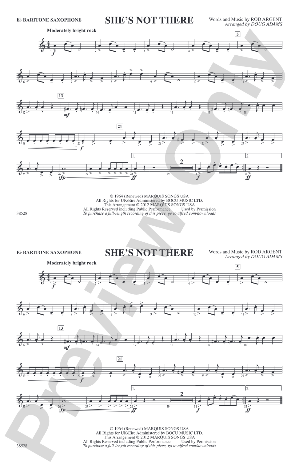 She's Not There: E-flat Baritone Saxophone