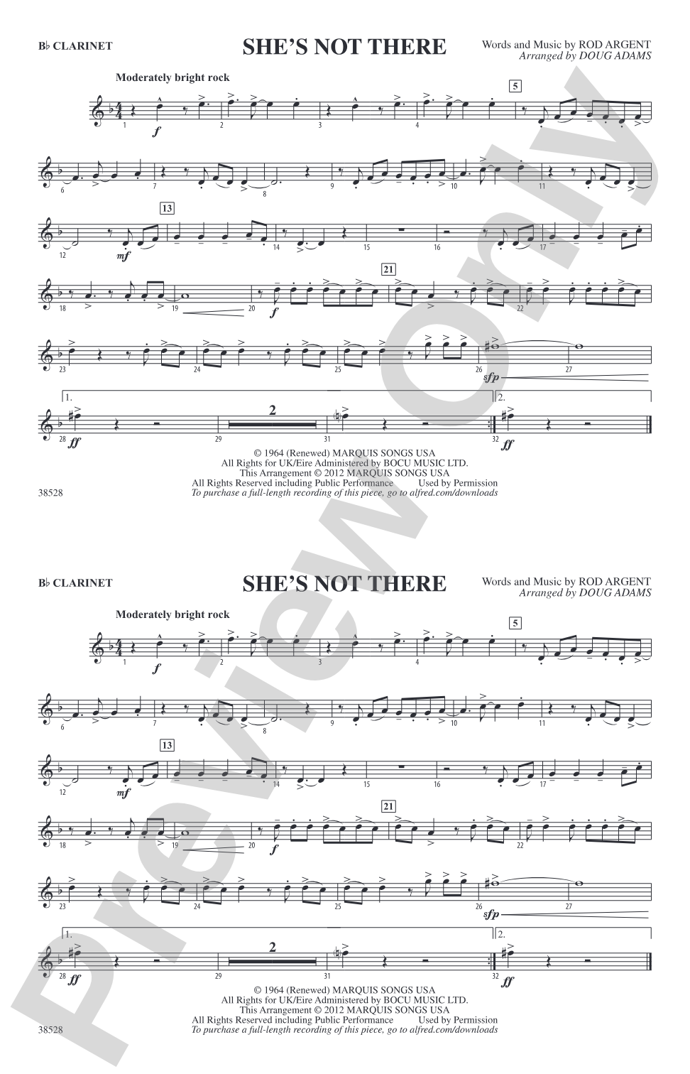 She's Not There: 1st B-flat Clarinet