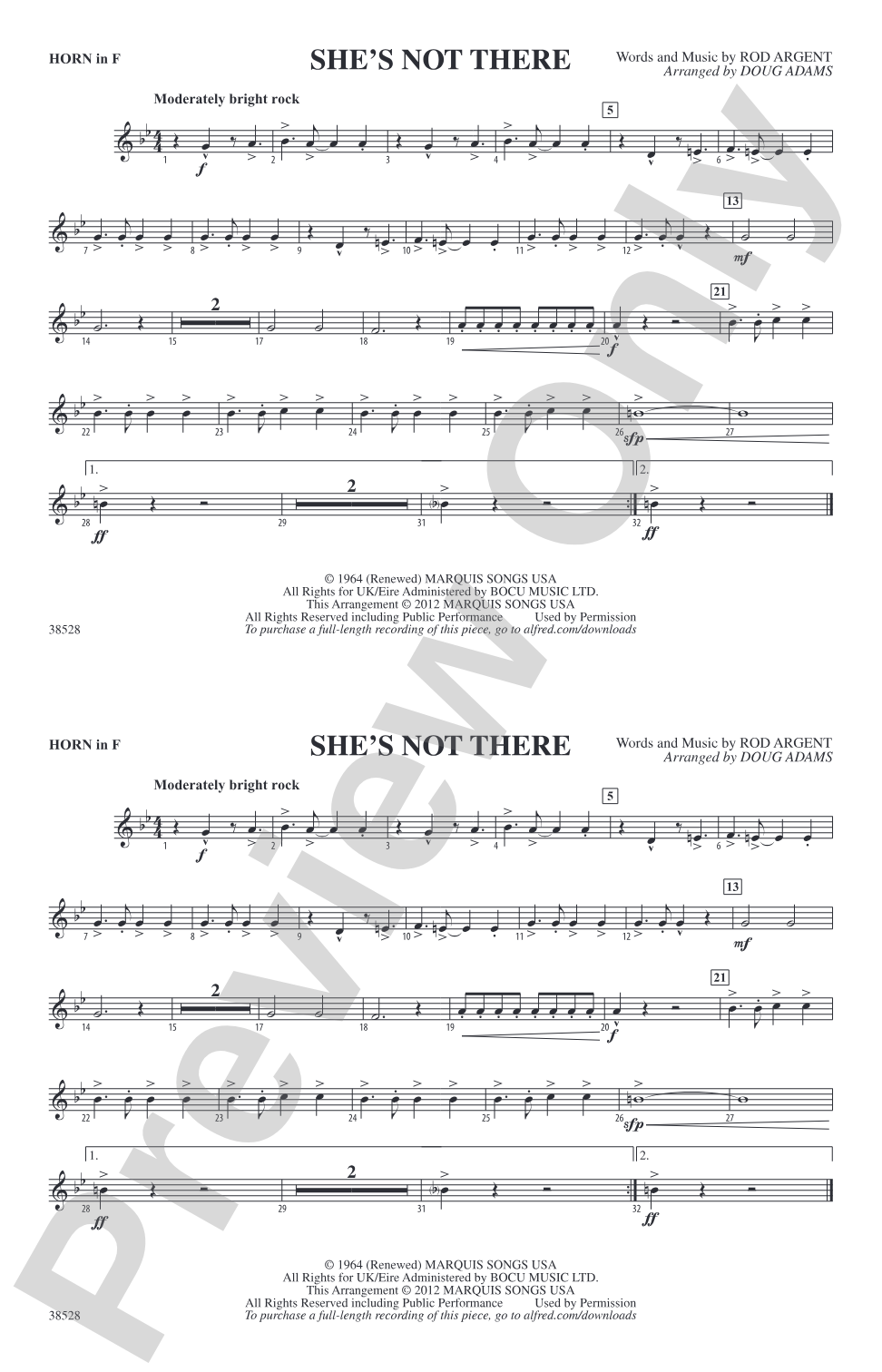 She's Not There: 1st F Horn
