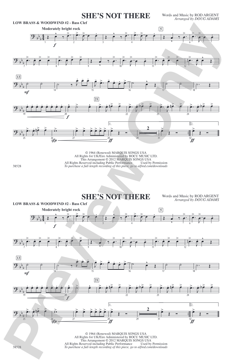 She's Not There: Low Brass & Woodwinds #2 - Bass Clef