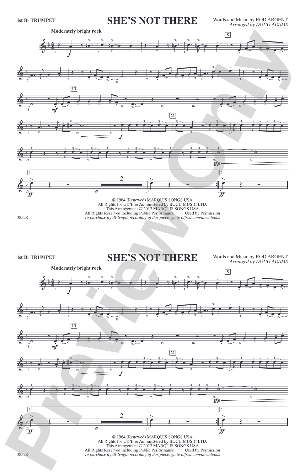 She's Not There: 1st B-flat Trumpet