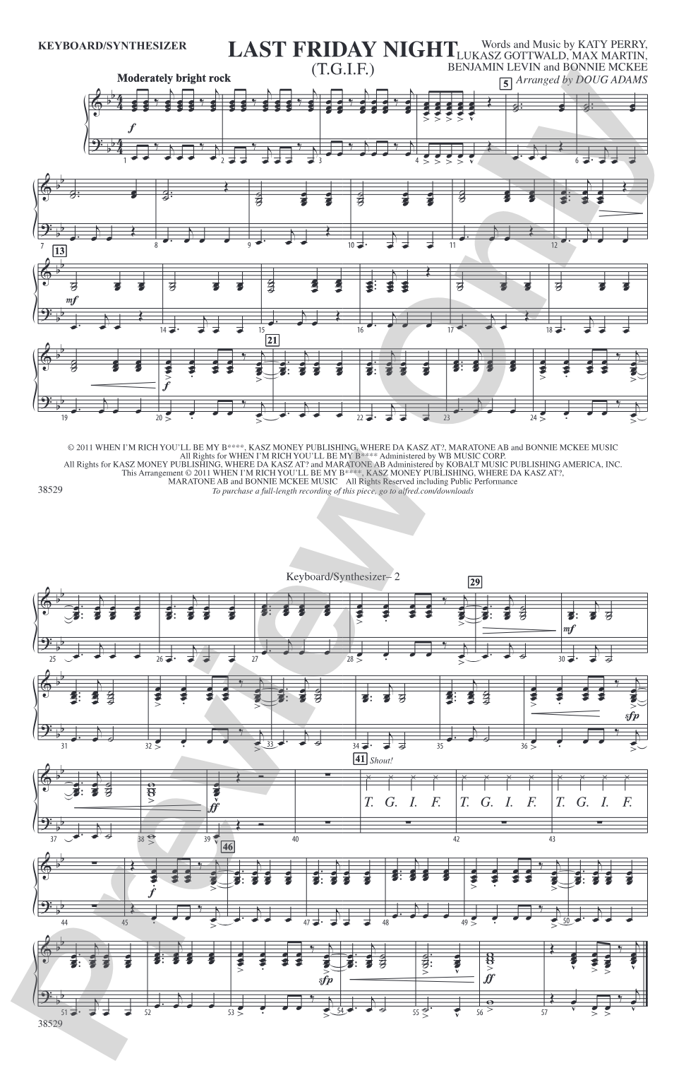 Last Friday Night (T.G.I.F.): Keyboard/Synthesizer