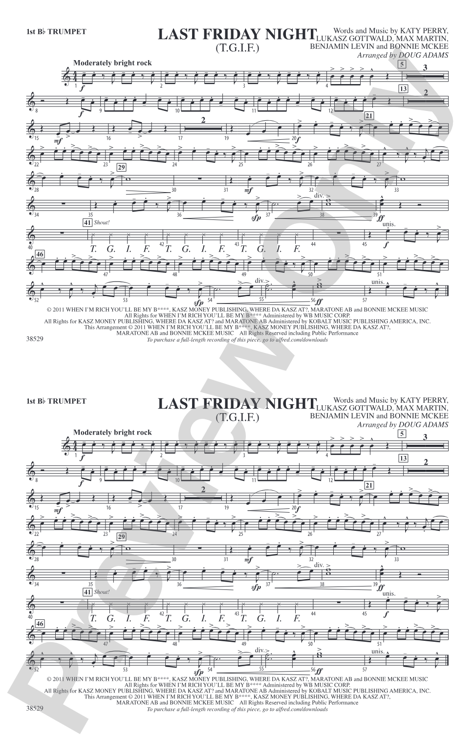 Last Friday Night (T.G.I.F.): 1st B-flat Trumpet