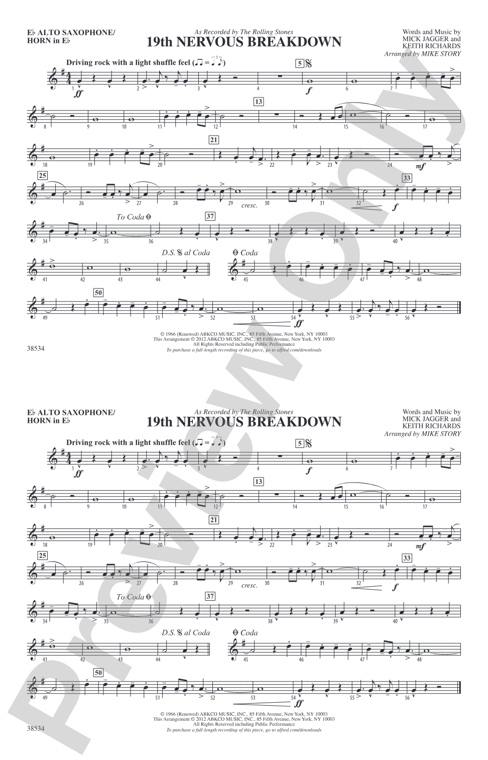 19th Nervous Breakdown: E-flat Alto Saxophone