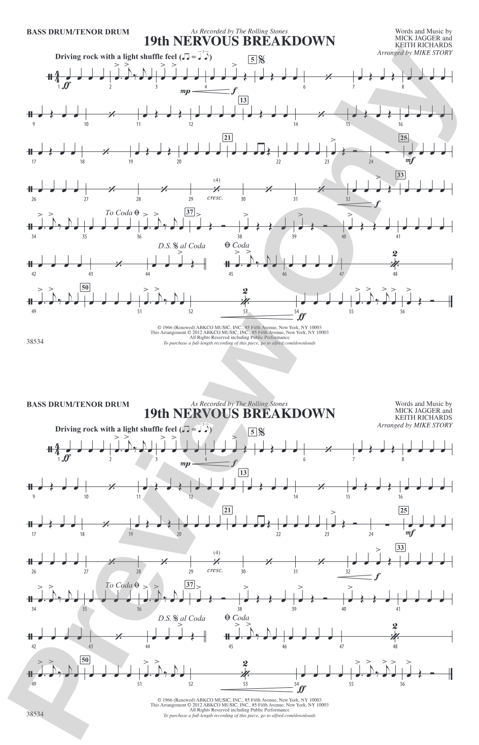 19th Nervous Breakdown: Bass Drum/Tenor Drum