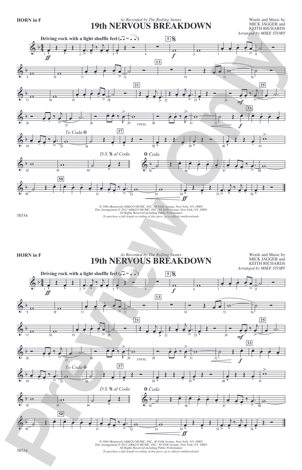 19th Nervous Breakdown: 1st F Horn