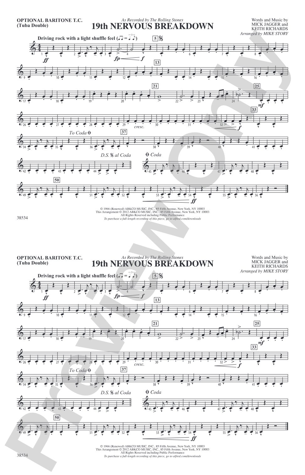 19th Nervous Breakdown: Optional Baritone T.C. (Tuba Double)