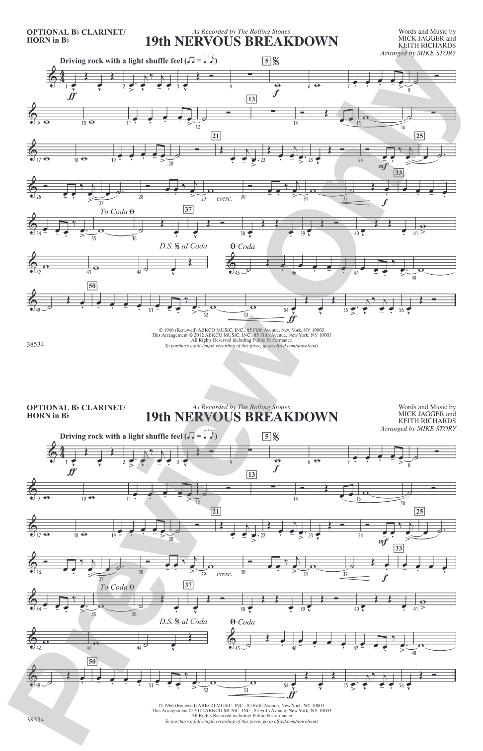 19th Nervous Breakdown: Optional Bb Clarinet/Horn in Bb