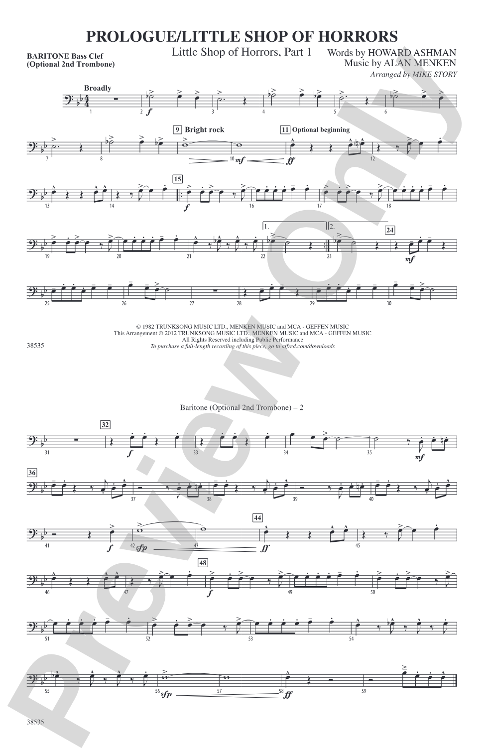 Prologue / Little Shop of Horrors: Baritone B.C.