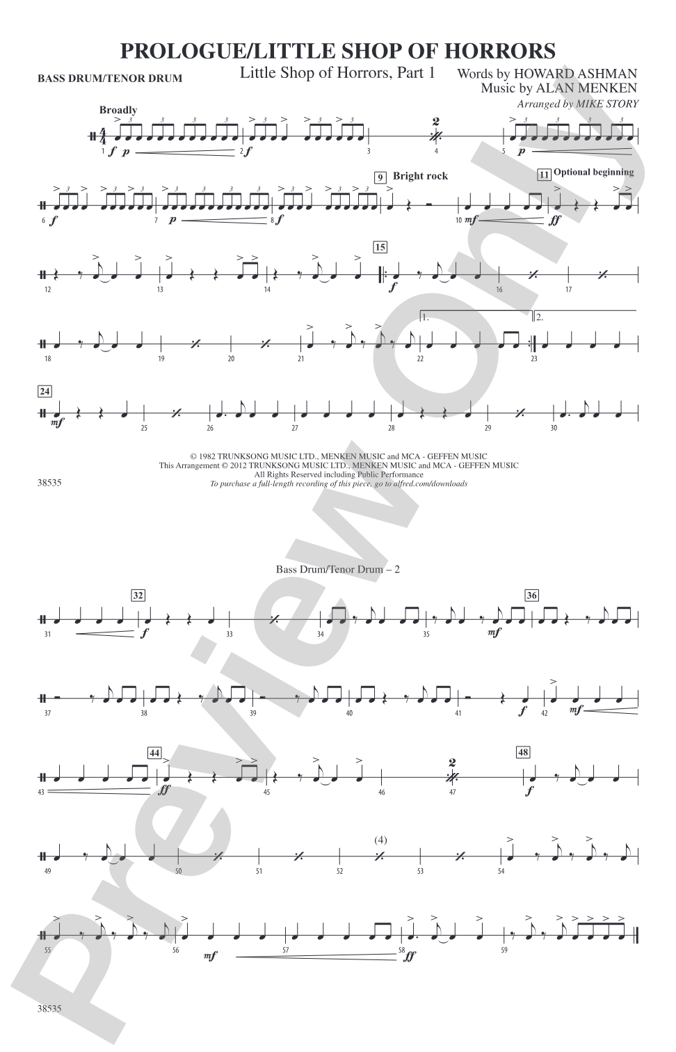 Prologue / Little Shop of Horrors: Bass Drum/Tenor Drum