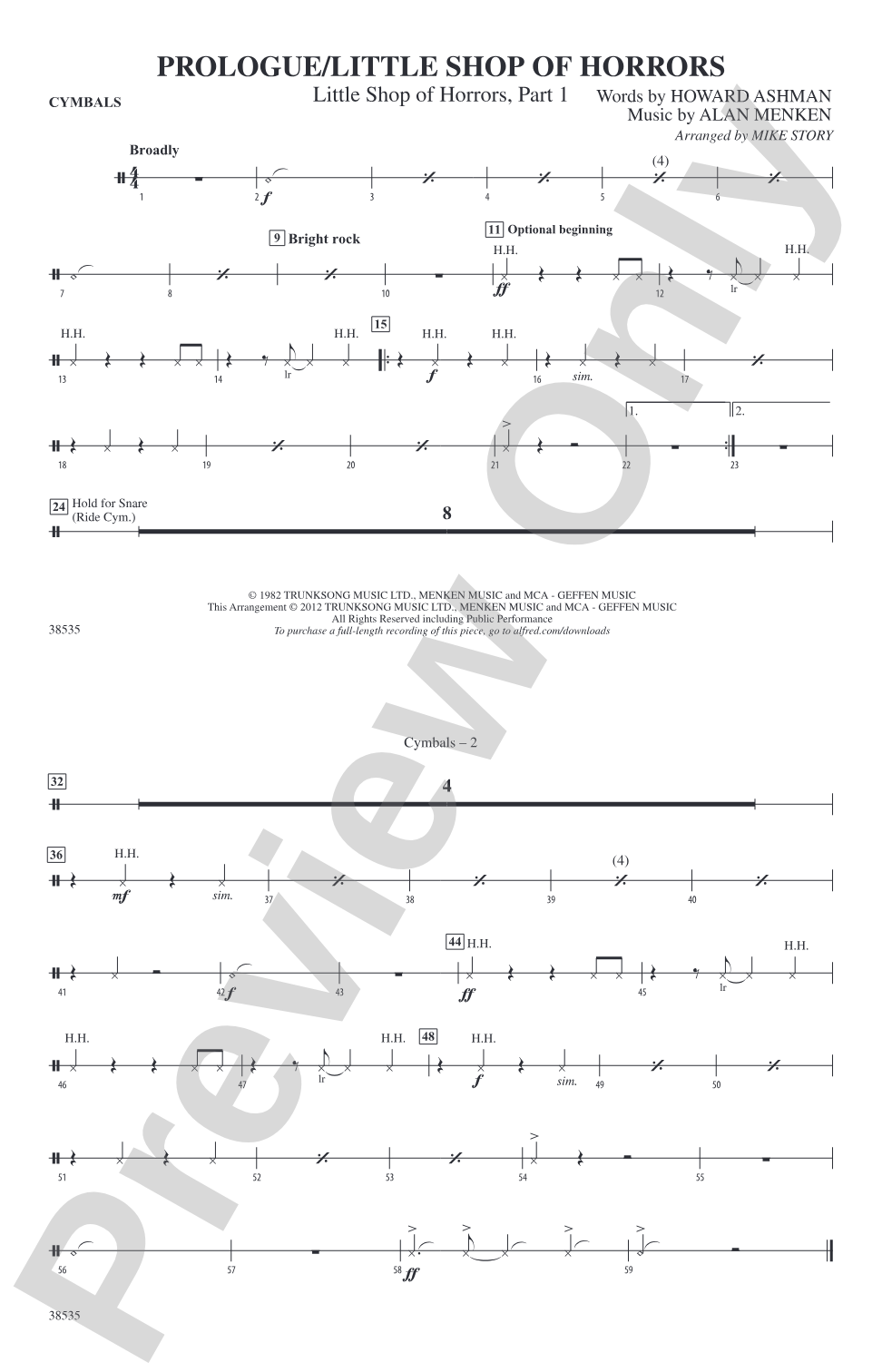 Prologue / Little Shop of Horrors: Cymbals