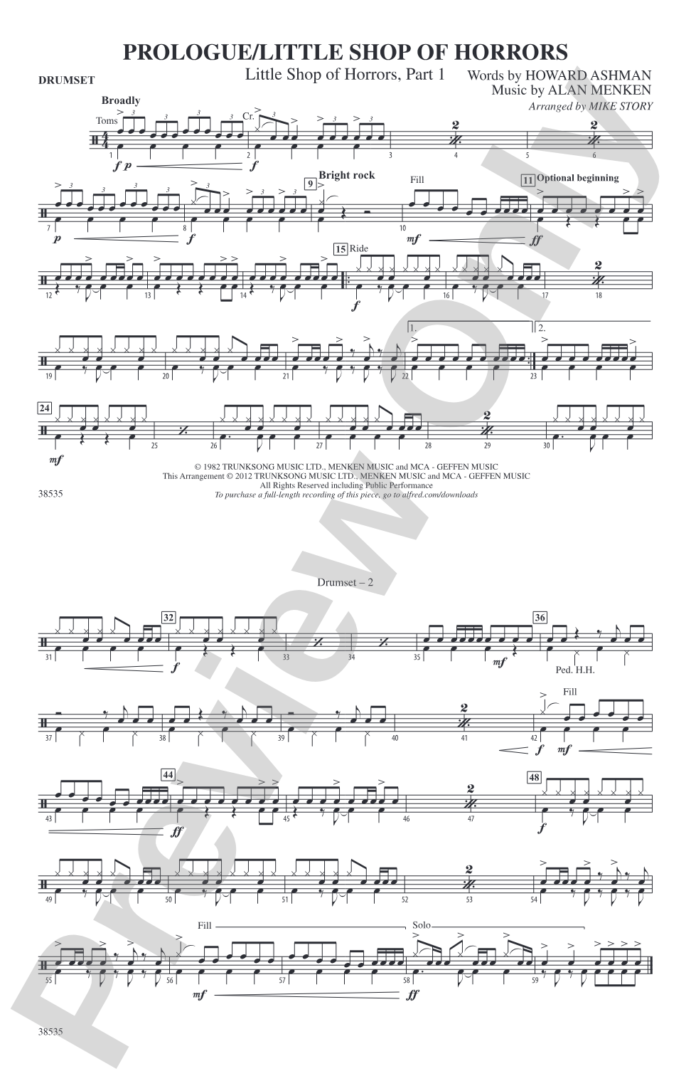 Prologue / Little Shop of Horrors: Drumset