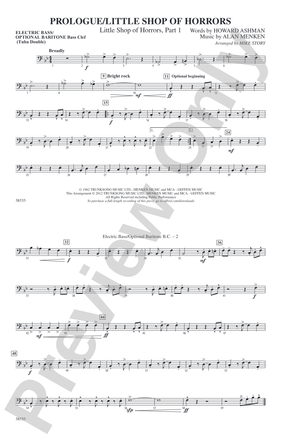 Prologue / Little Shop of Horrors: Electric Bass