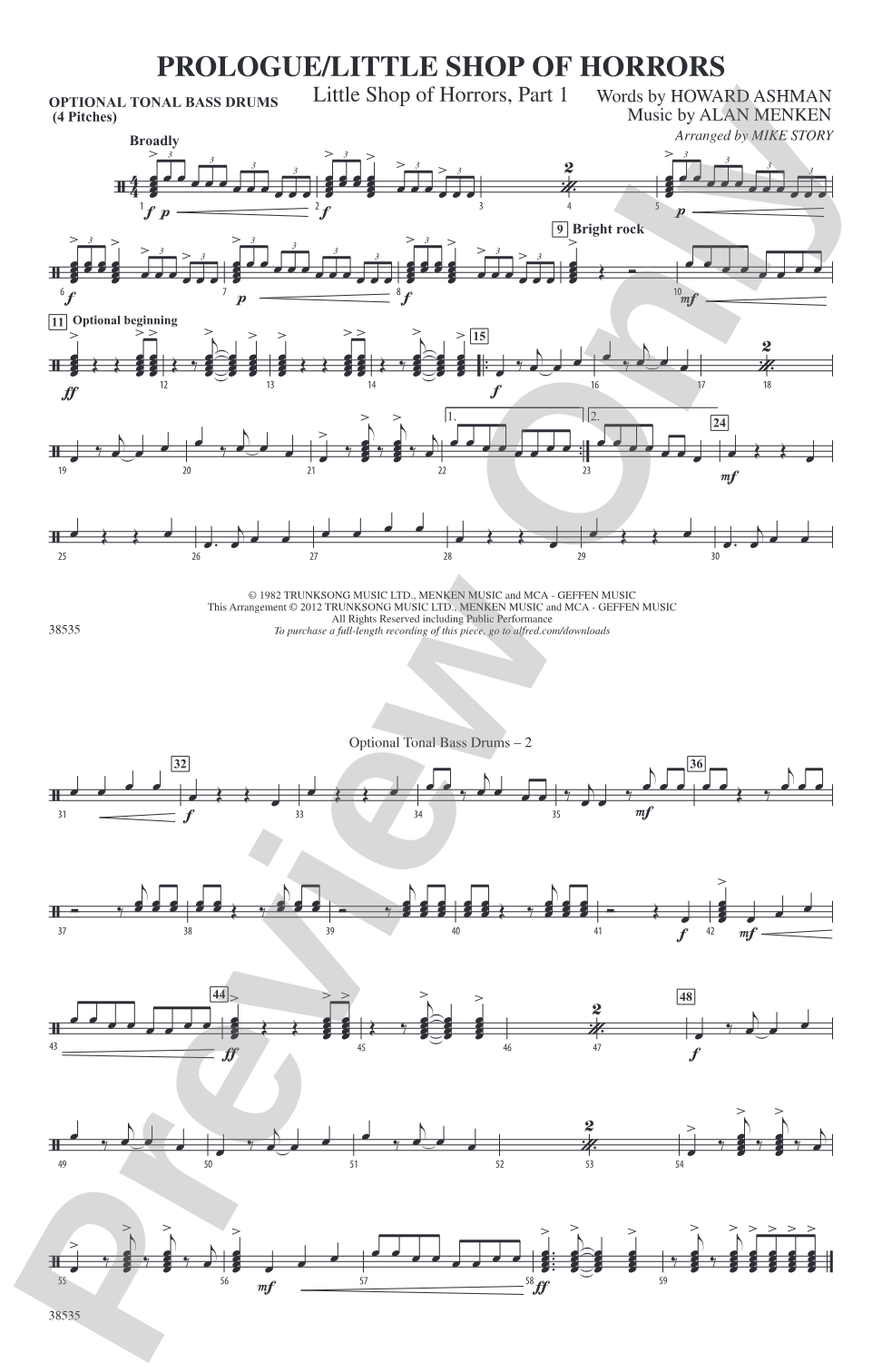 Prologue / Little Shop of Horrors: Tonal Bass Drum