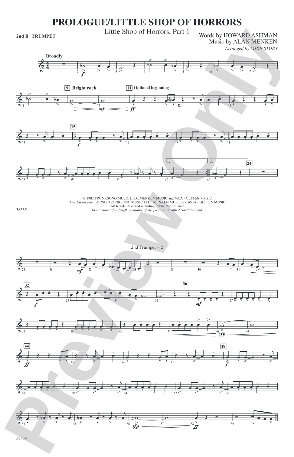 Prologue / Little Shop of Horrors: 2nd B-flat Trumpet