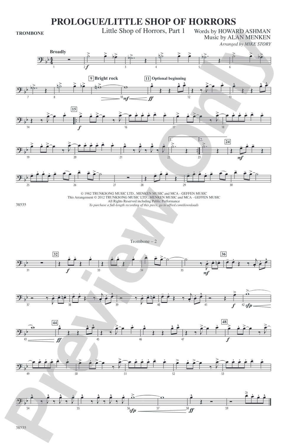 Prologue / Little Shop of Horrors: 1st Trombone