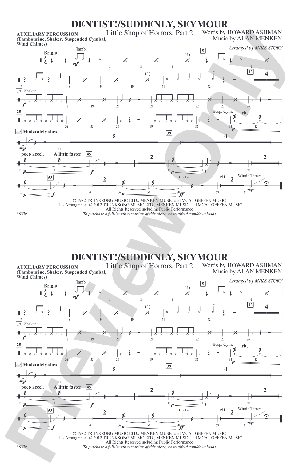 Dentist! / Suddenly, Seymour: Auxiliary Percussion