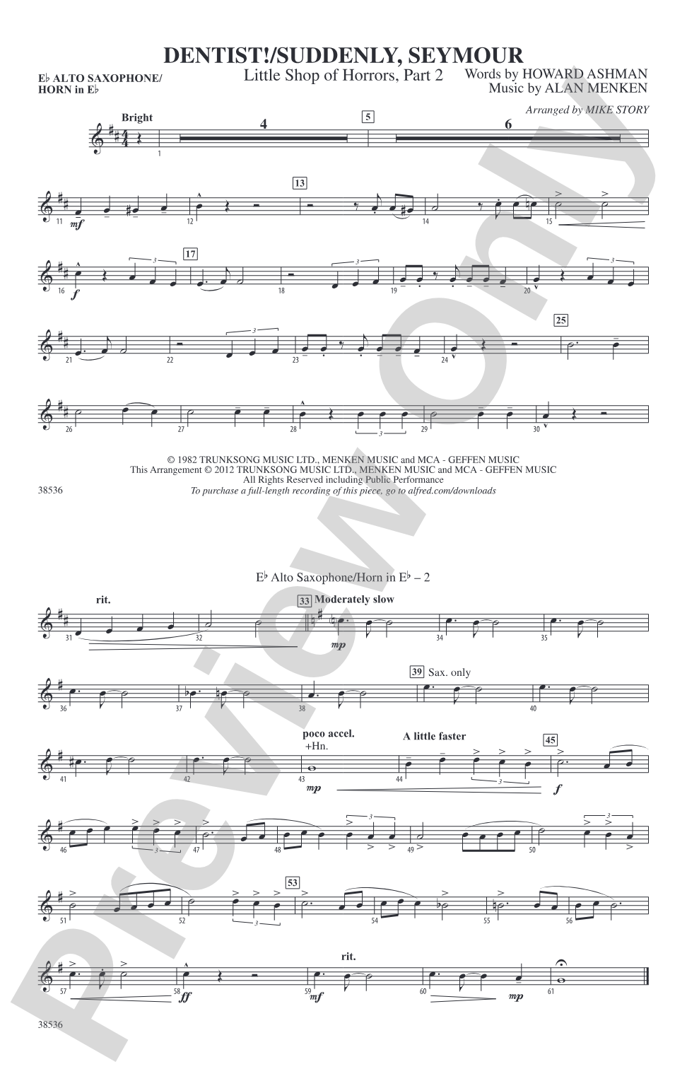 Dentist! / Suddenly, Seymour: E-flat Alto Saxophone