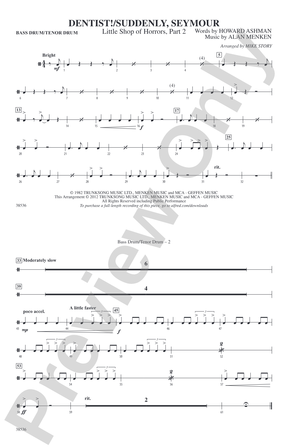 Dentist! / Suddenly, Seymour: Bass Drum/Tenor Drum
