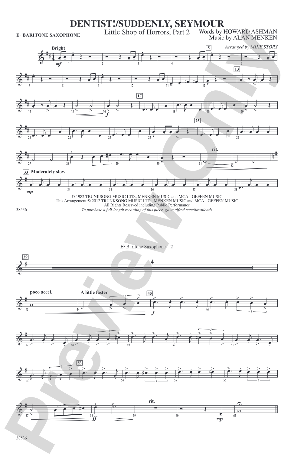 Dentist! / Suddenly, Seymour: E-flat Baritone Saxophone