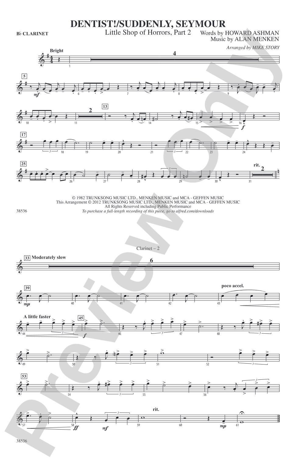 Dentist! / Suddenly, Seymour: 1st B-flat Clarinet