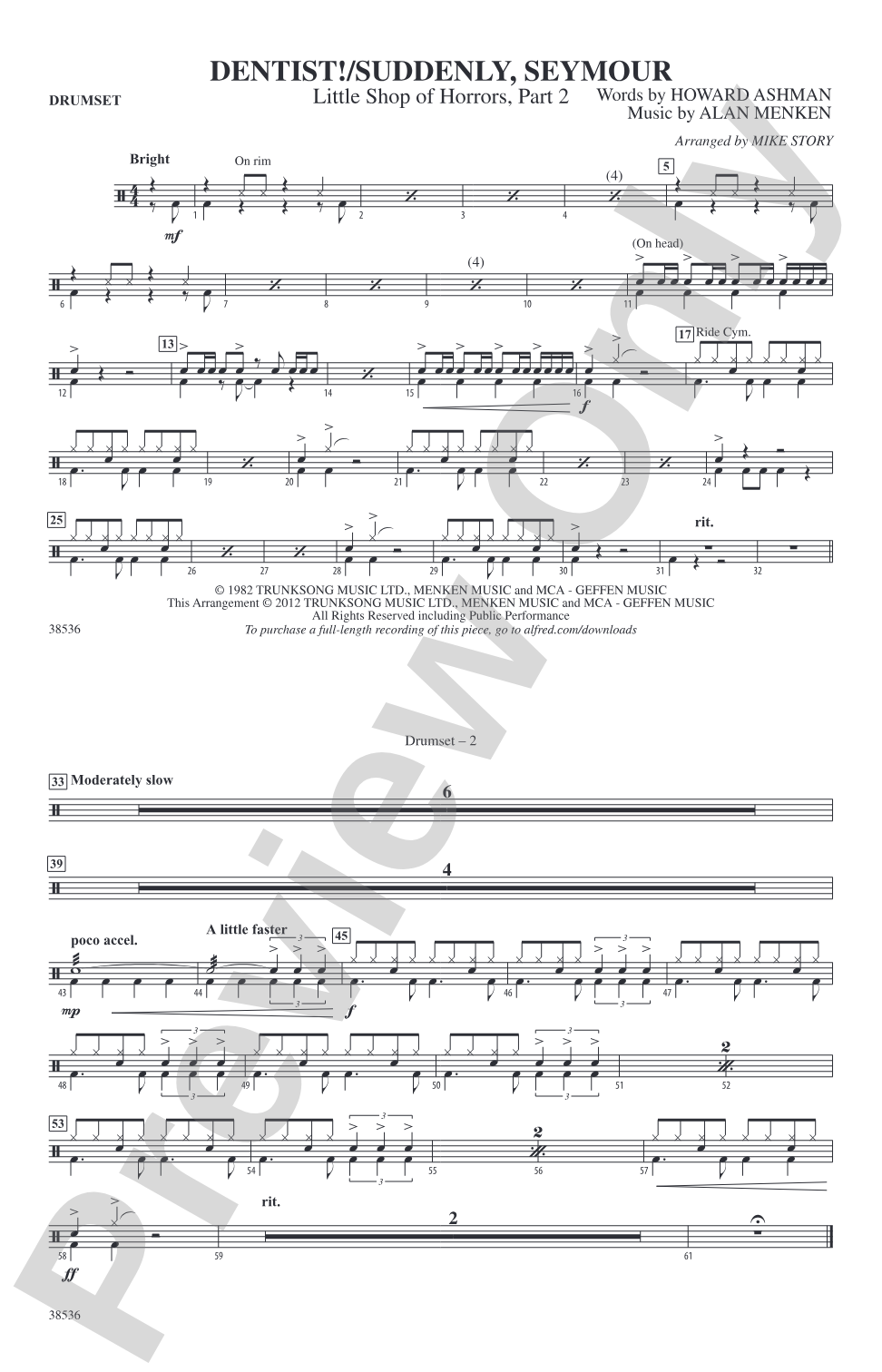 Dentist! / Suddenly, Seymour: Drumset