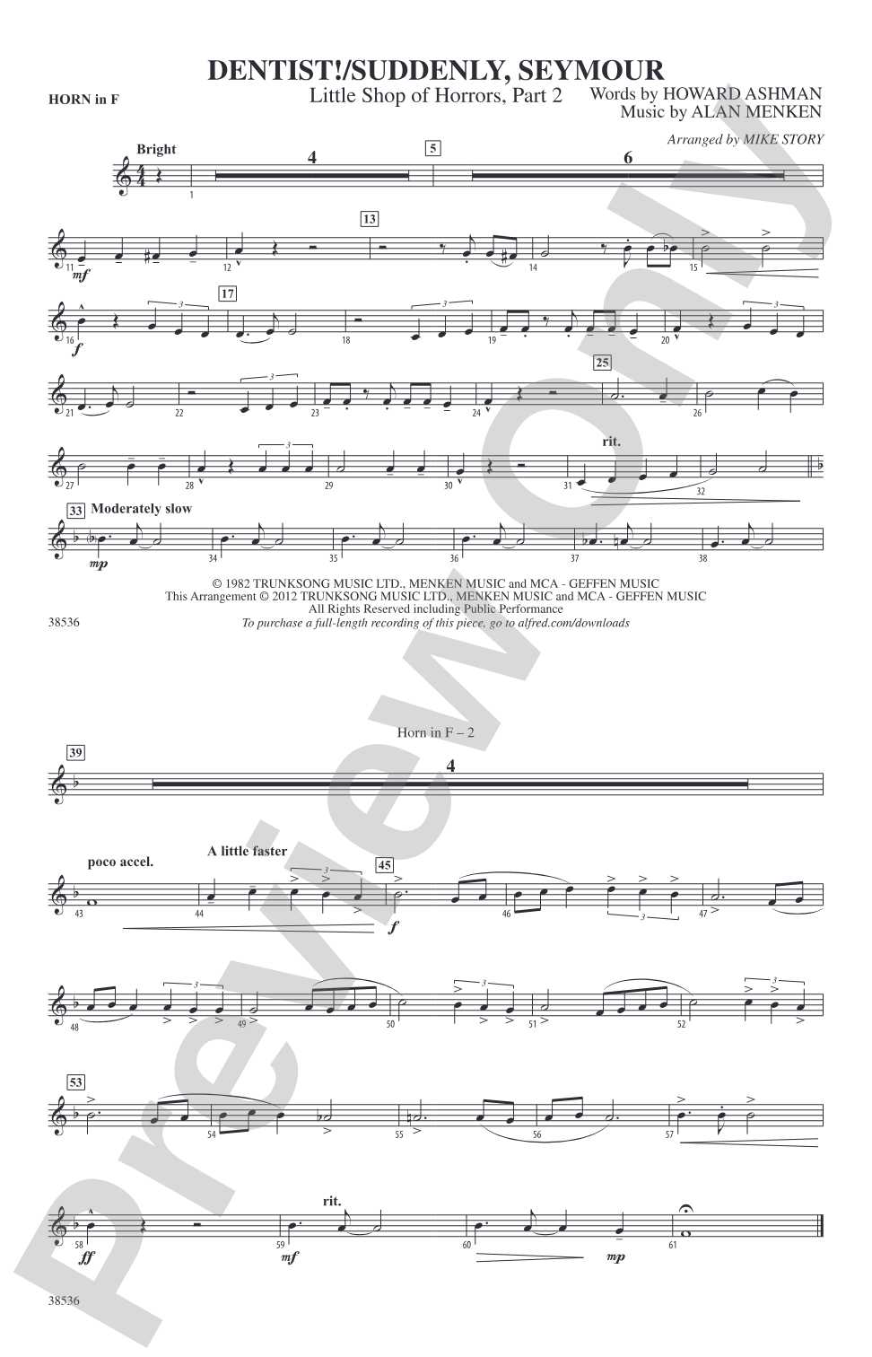 Dentist! / Suddenly, Seymour: 1st F Horn