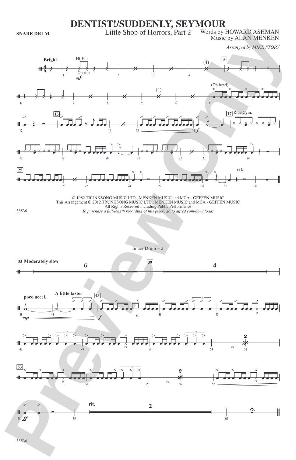 Dentist! / Suddenly, Seymour: Snare Drum