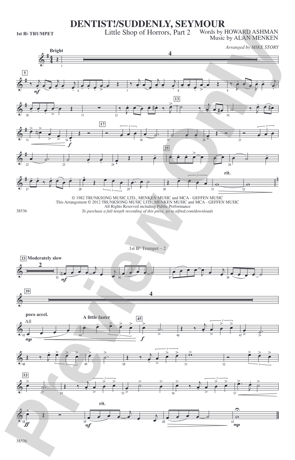 Dentist! / Suddenly, Seymour: 1st B-flat Trumpet