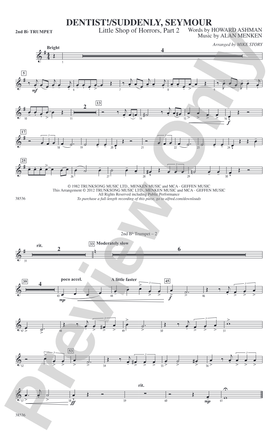 Dentist! / Suddenly, Seymour: 2nd B-flat Trumpet