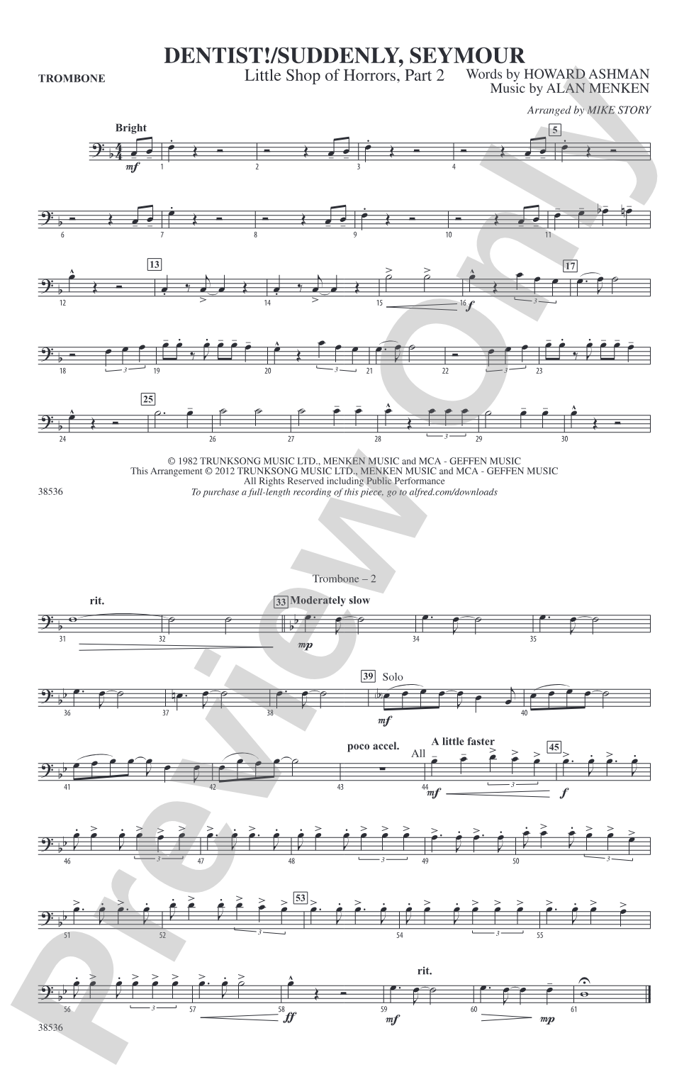 Dentist! / Suddenly, Seymour: 1st Trombone