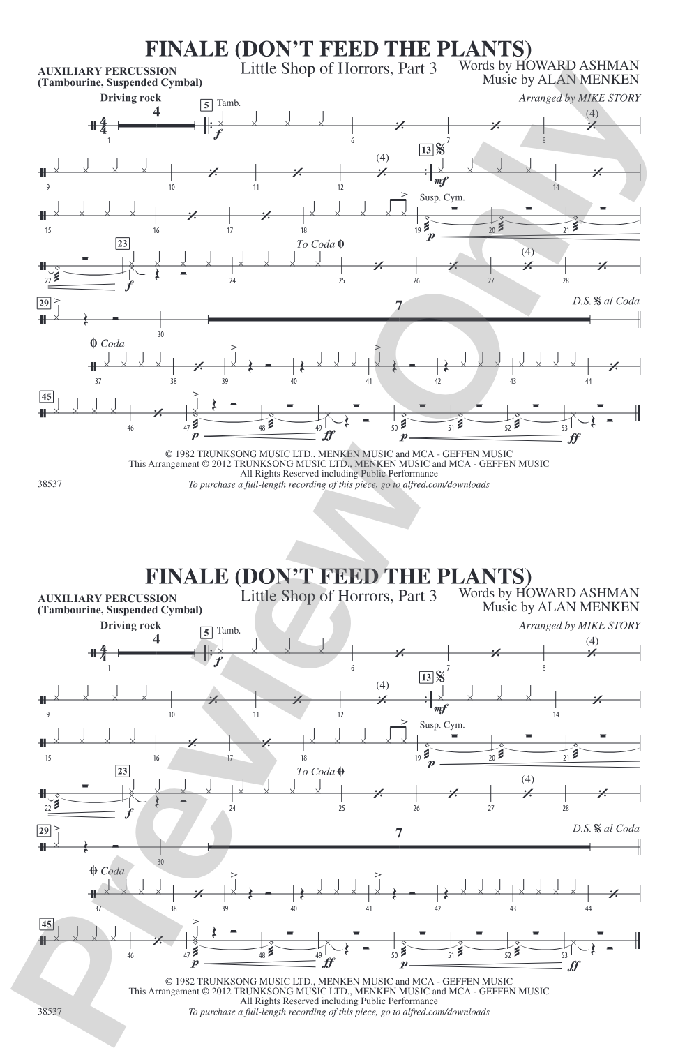 Finale (Don't Feed the Plants): Auxiliary Percussion