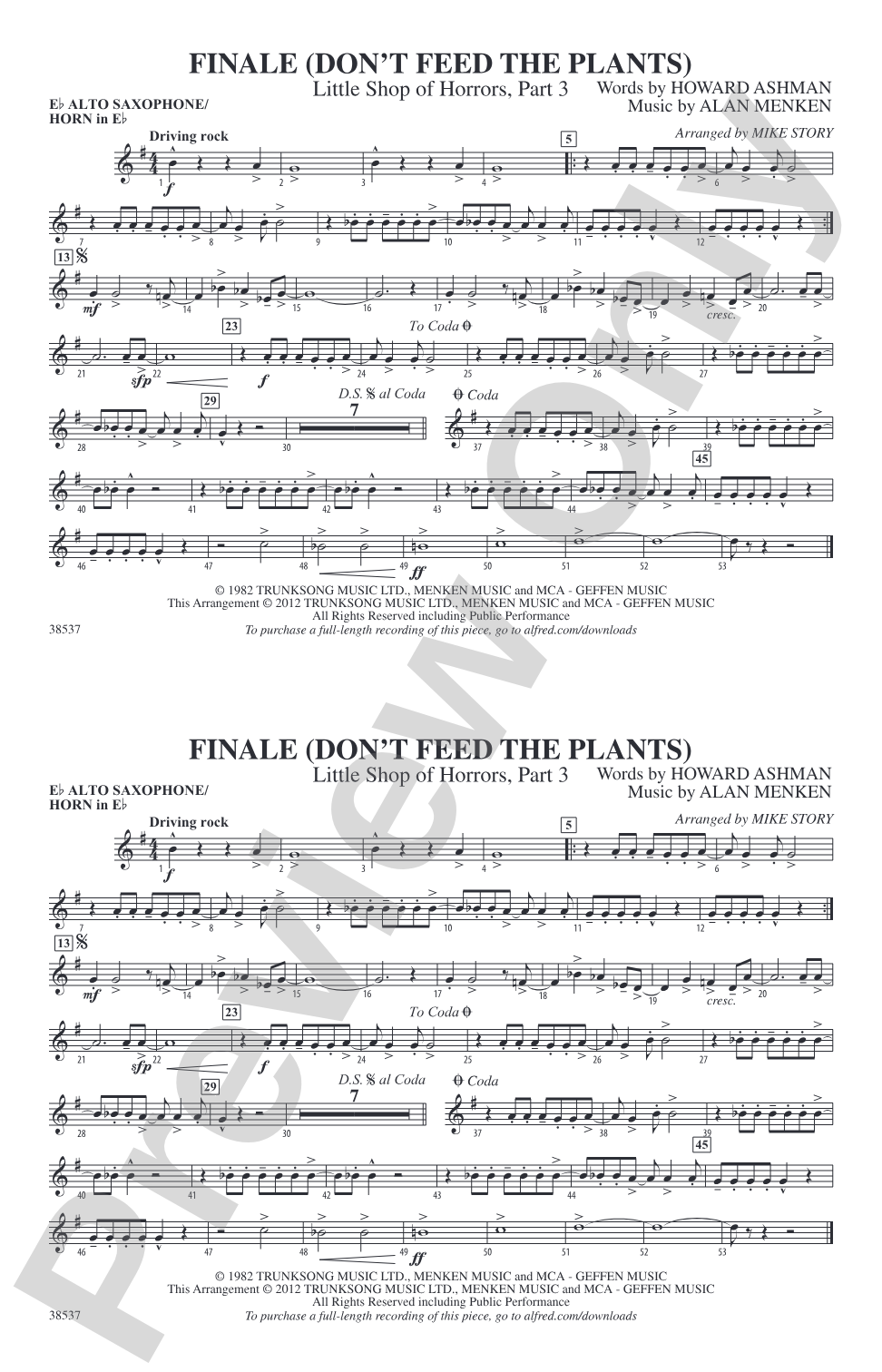 Finale (Don't Feed the Plants): E-flat Alto Saxophone