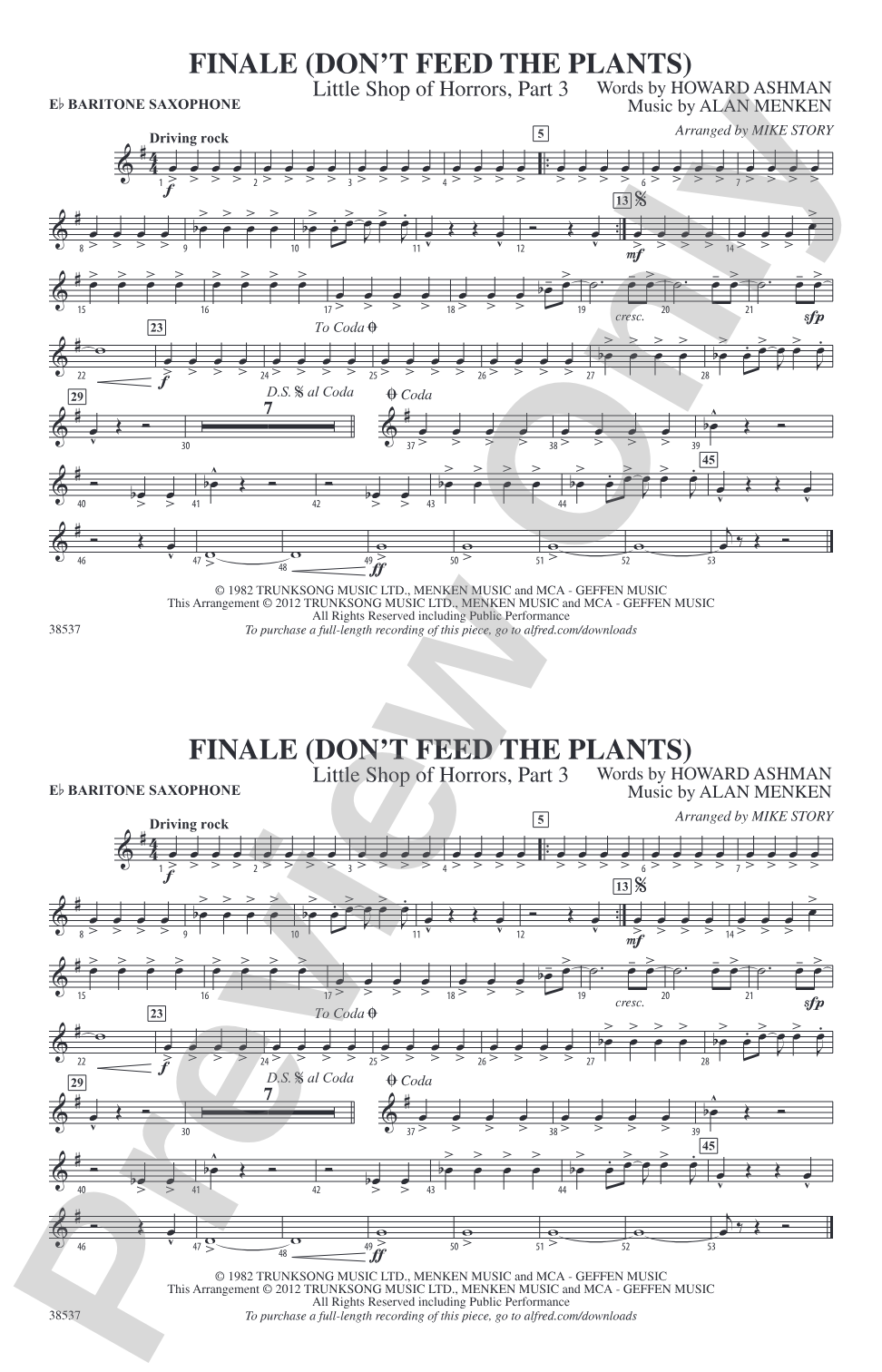 Finale (Don't Feed the Plants): E-flat Baritone Saxophone