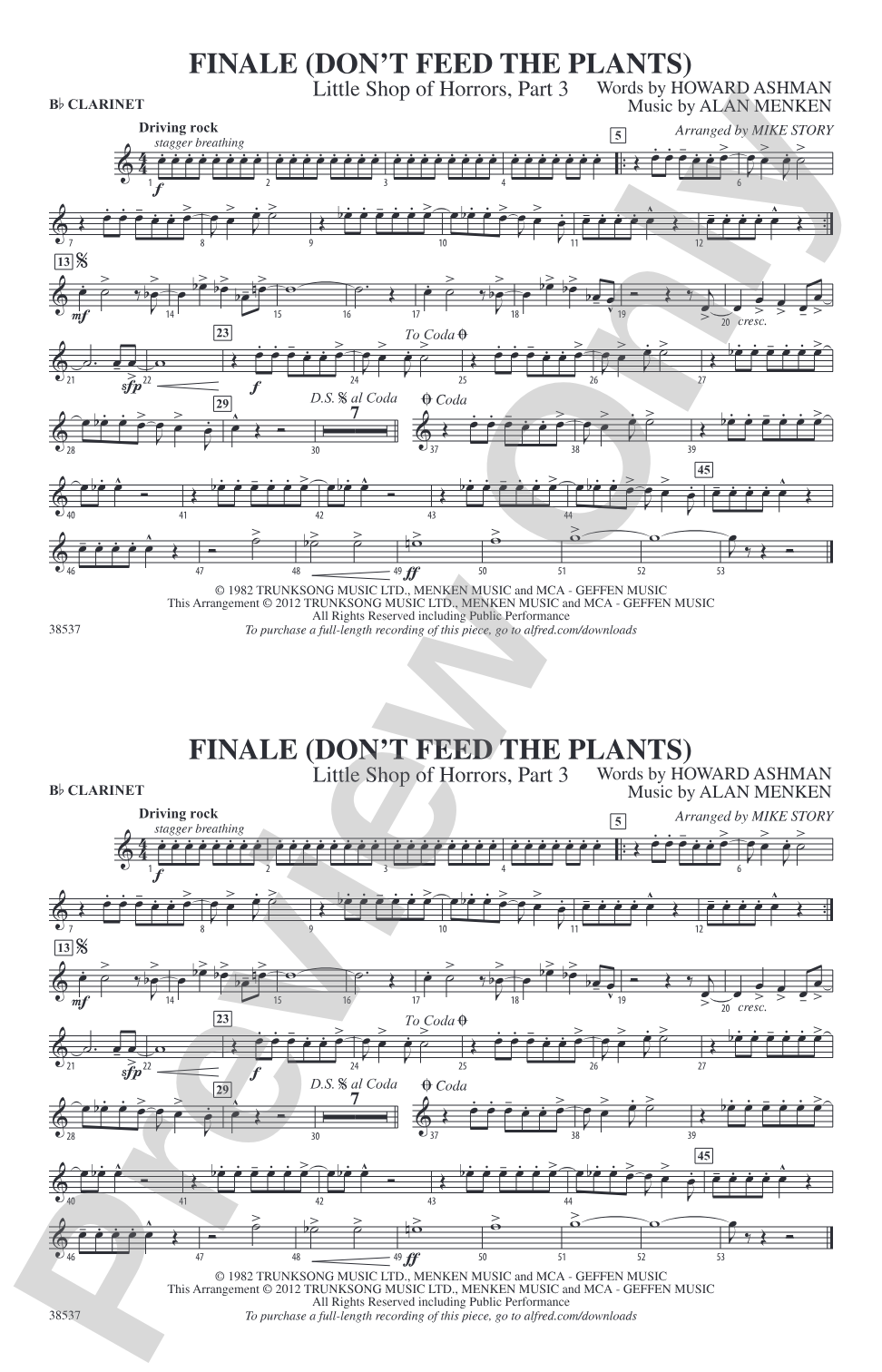 Finale (Don't Feed the Plants): 1st B-flat Clarinet