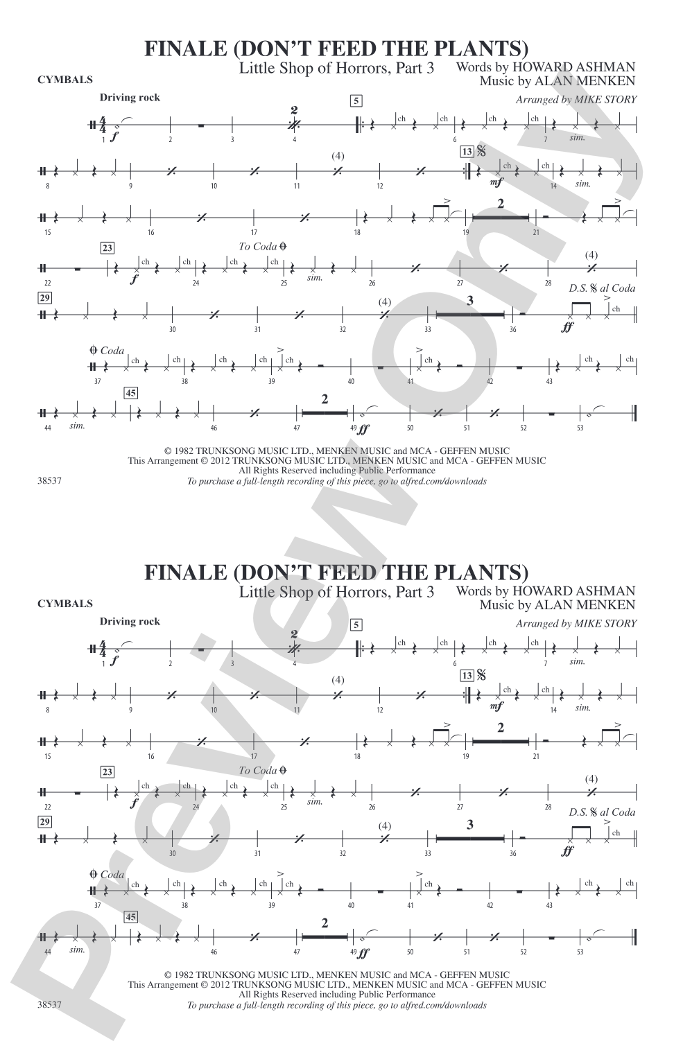 Finale (Don't Feed the Plants): Cymbals