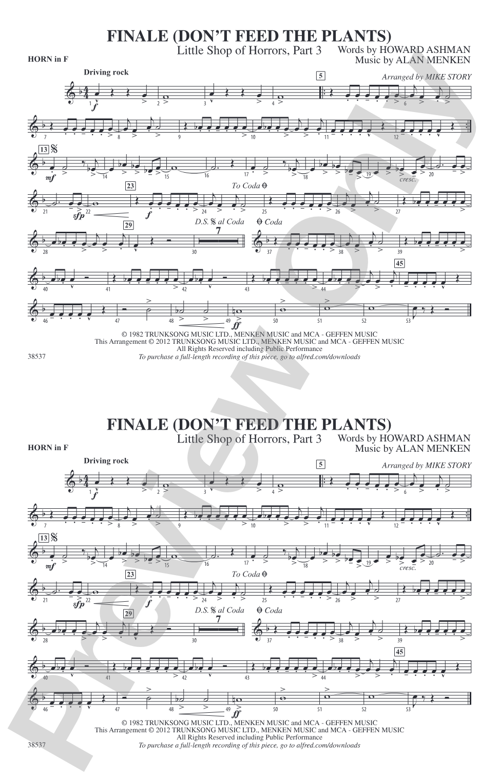 Finale (Don't Feed the Plants): 1st F Horn