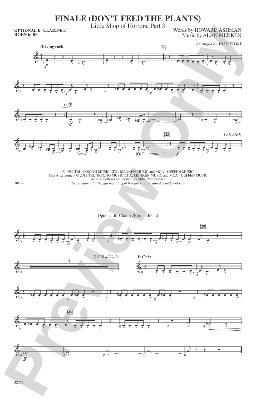 Finale (Don't Feed the Plants): Optional Bb Clarinet/Horn in Bb