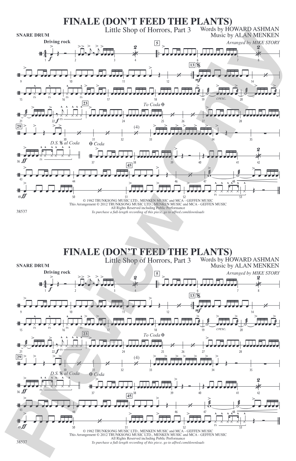 Finale (Don't Feed the Plants): Snare Drum