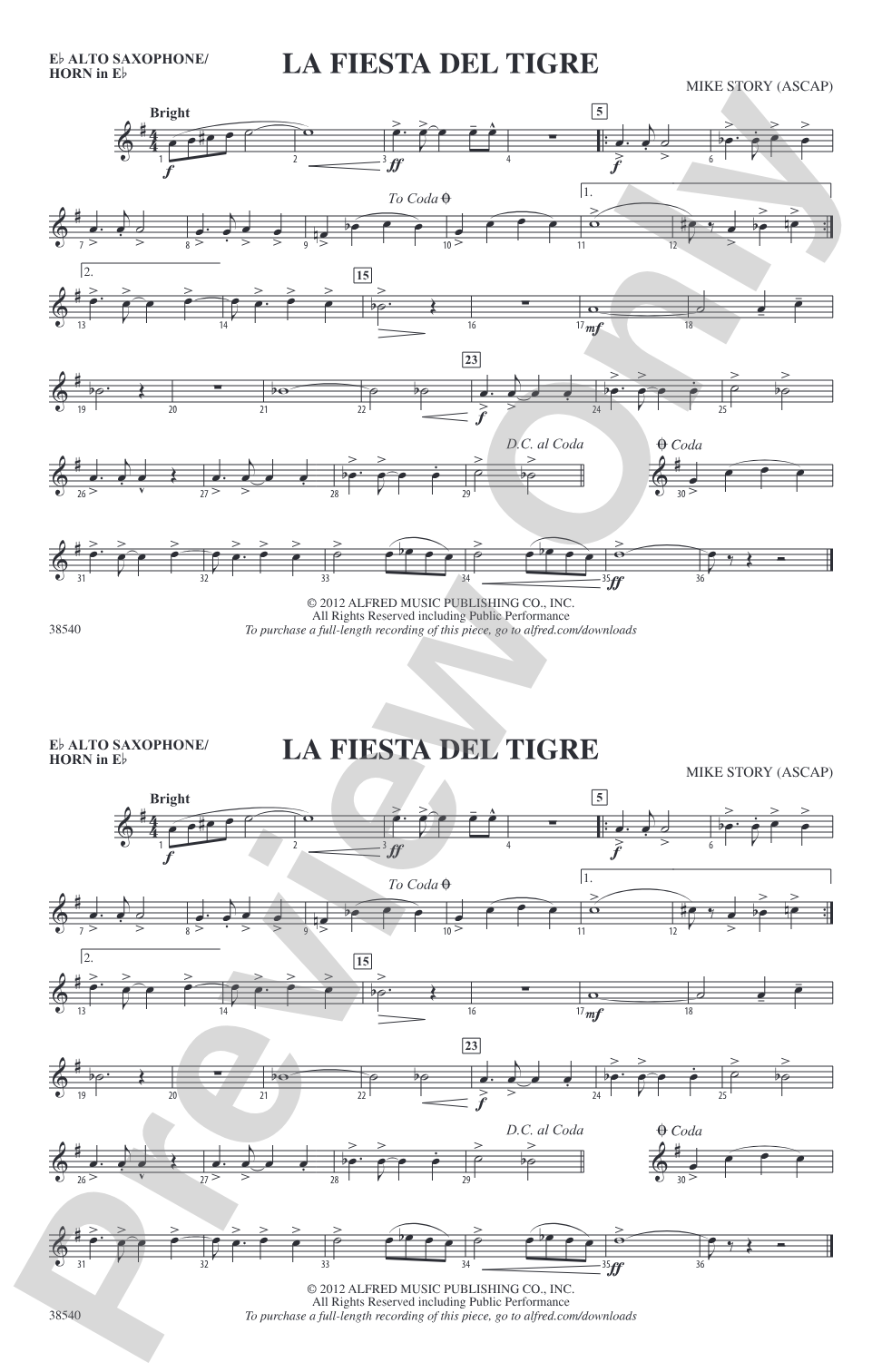 La Fiesta Del Tigre: E-flat Alto Saxophone