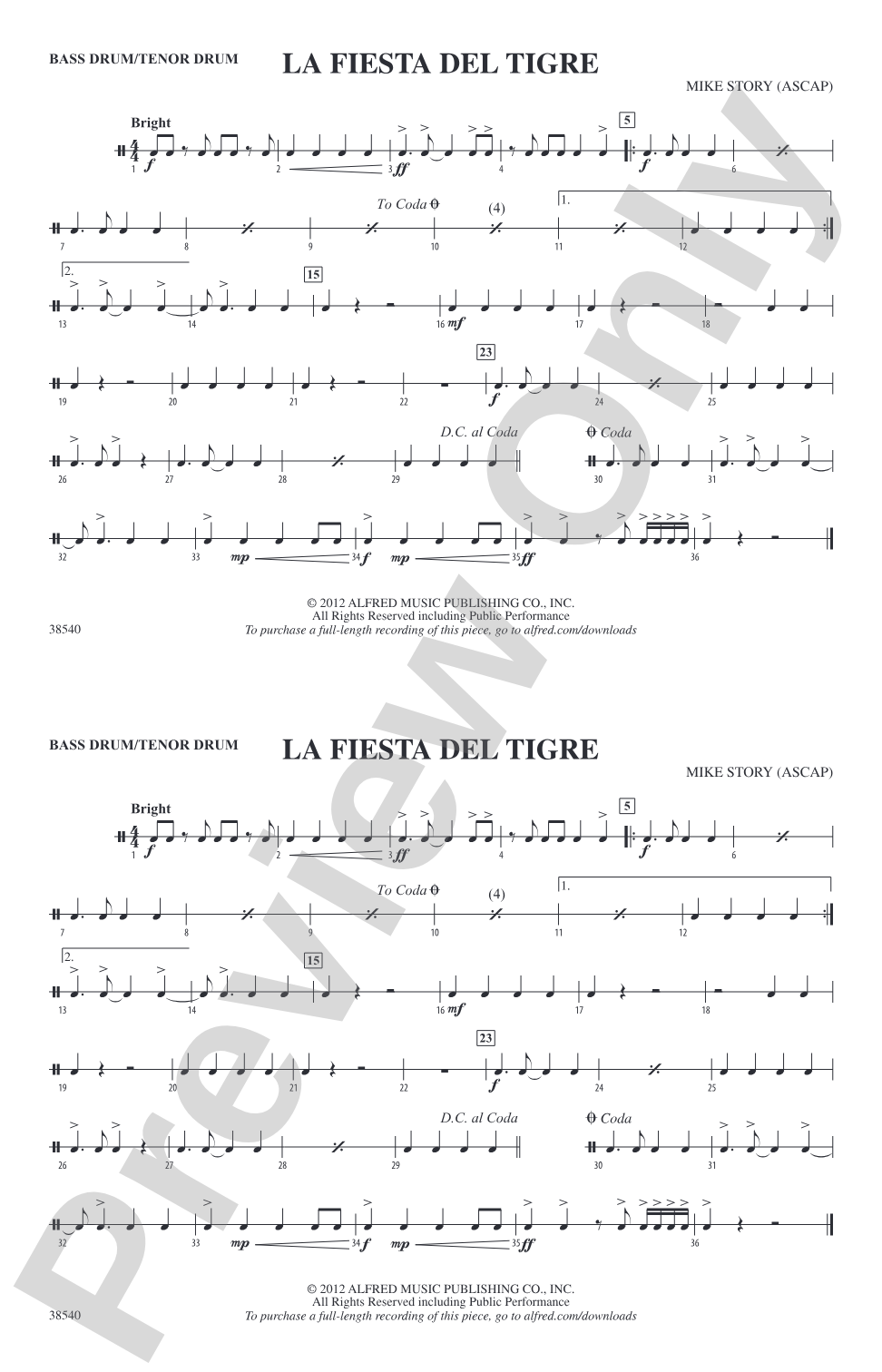 La Fiesta Del Tigre: Bass Drum/Tenor Drum