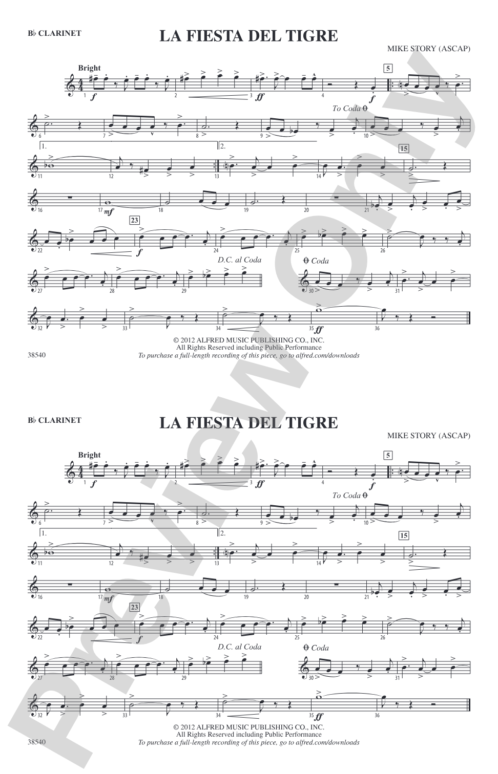 La Fiesta Del Tigre: 1st B-flat Clarinet